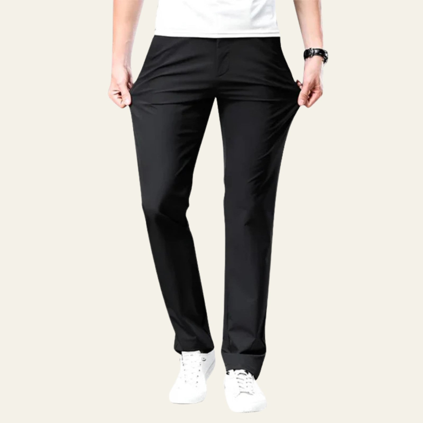 Men’s Cotton Stretch Chino Trousers | Straight Loose Fit