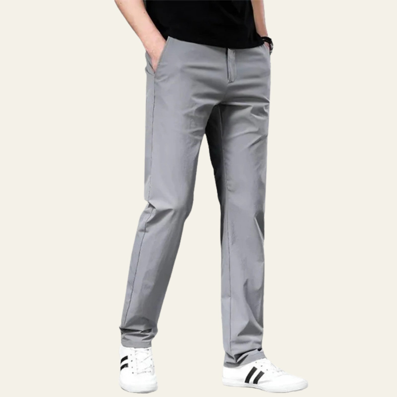 Men’s Cotton Stretch Chino Trousers | Straight Loose Fit