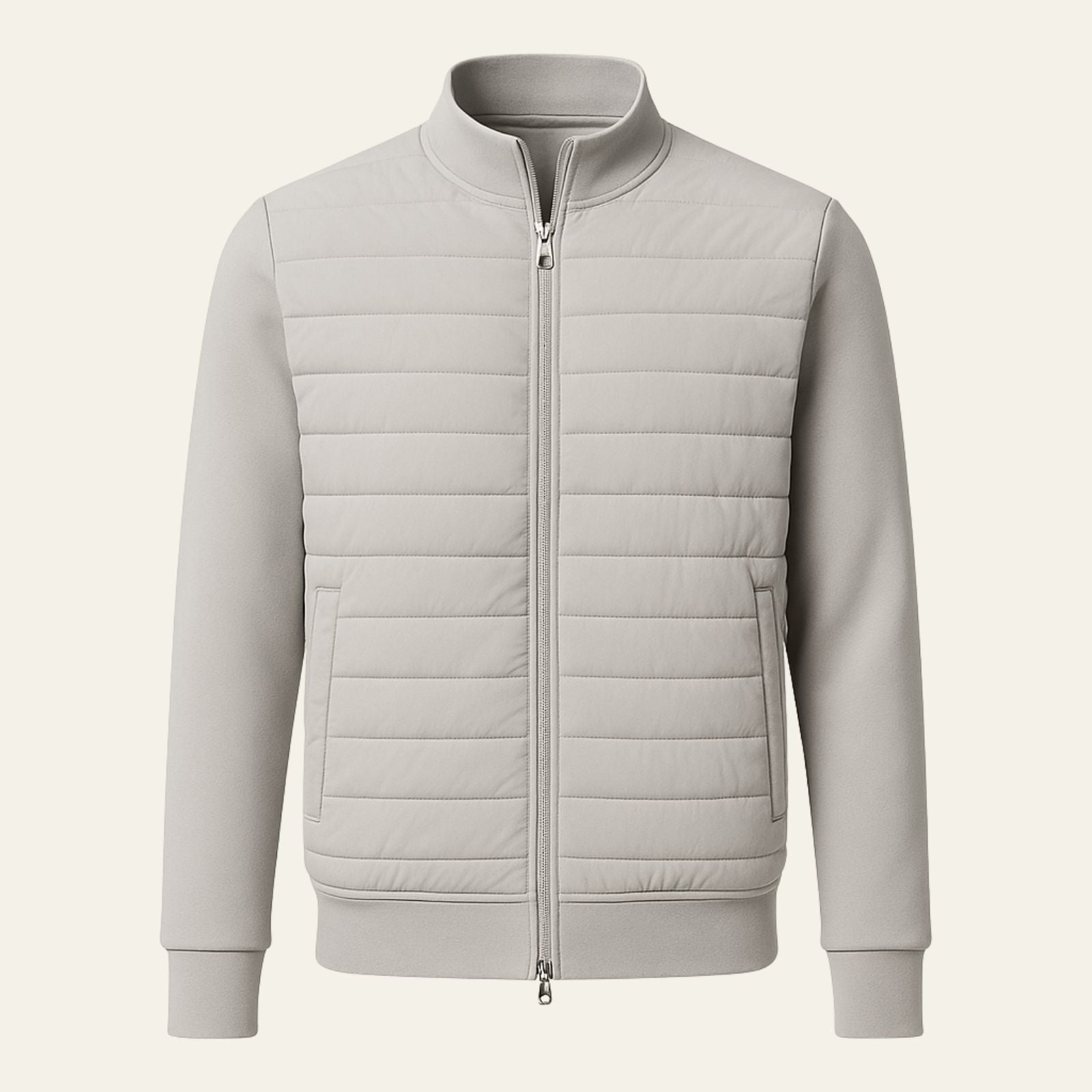 Men’s Hybrid Puffer Jacket – Jersey & Woven Panels
