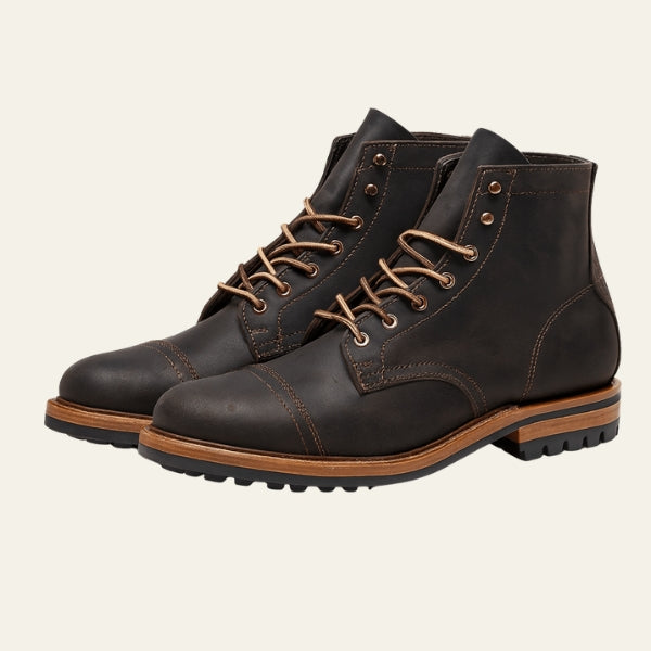 Men’s Cap-Toe Boots | Vegan Leather Lace-Up Footwear