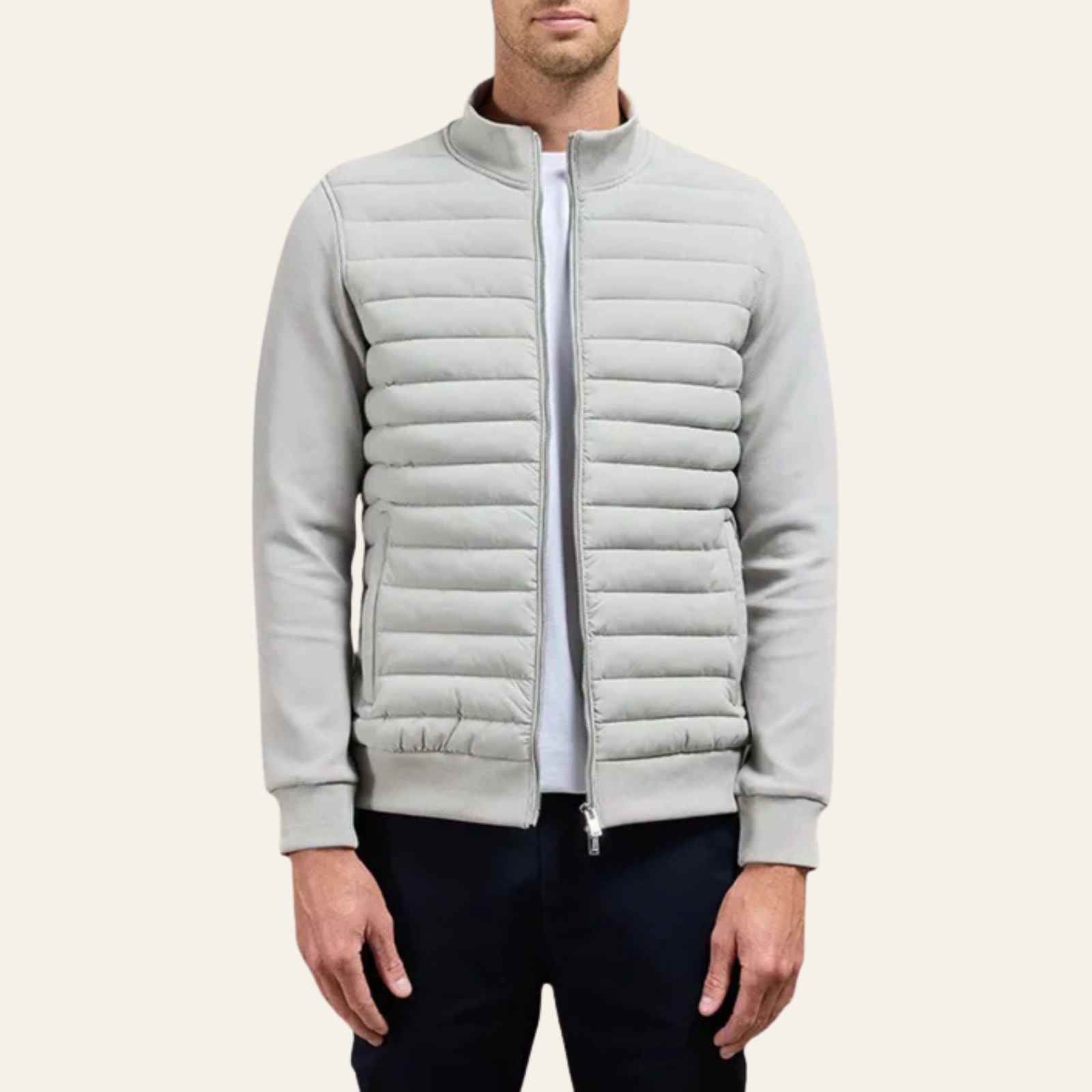 Men’s Hybrid Puffer Jacket – Jersey & Woven Panels