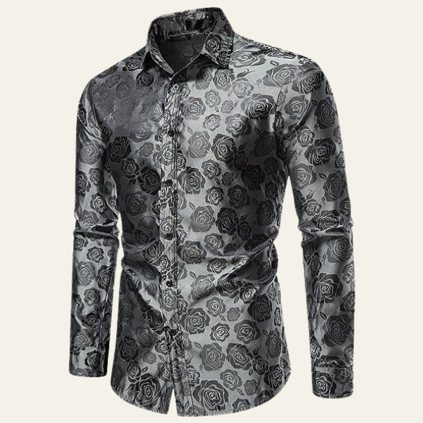 Men’s Long-Sleeve Floral Dress Shirt | Gloss Weave