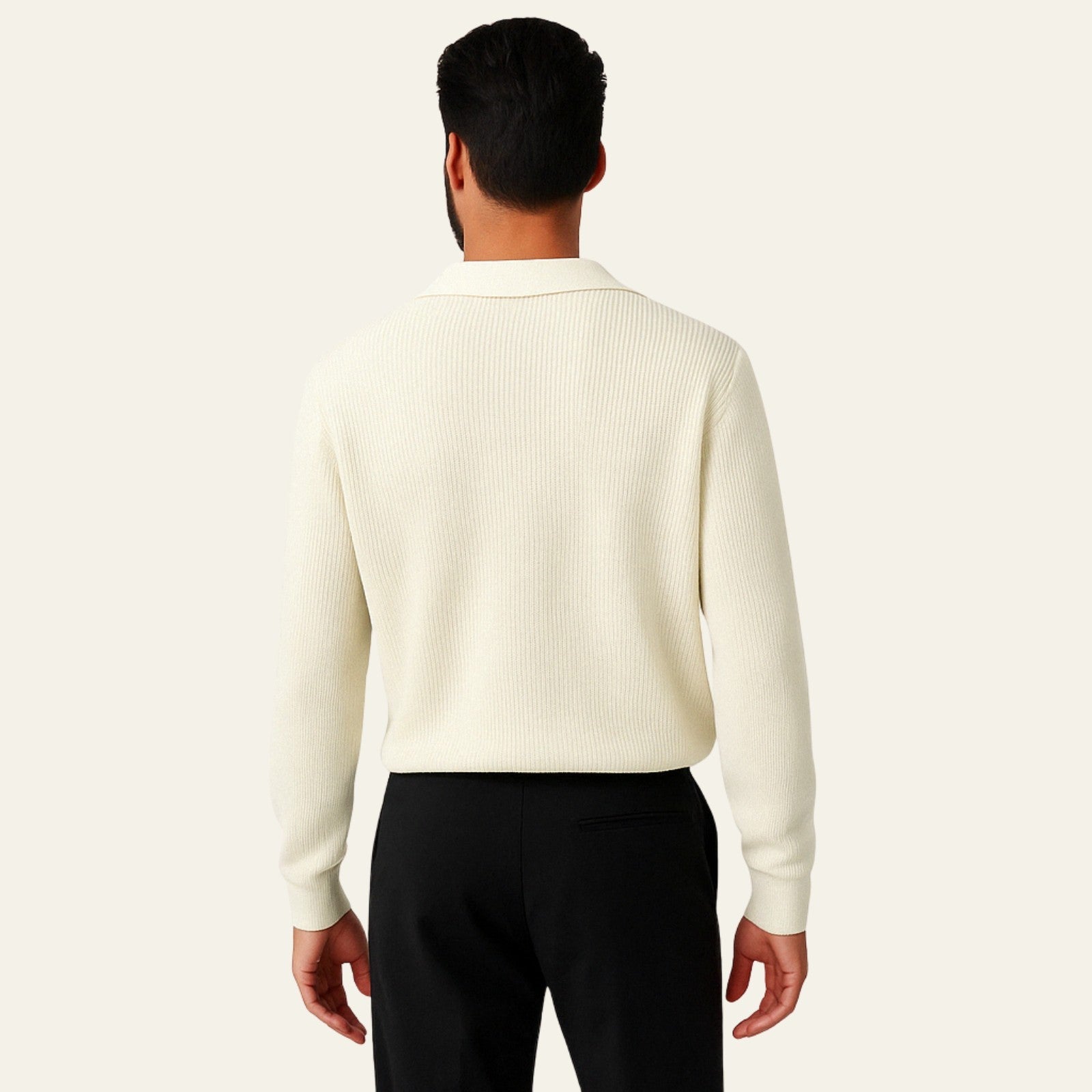 Men’s V-Neck Knit Sweater Polo | Polyester Blend