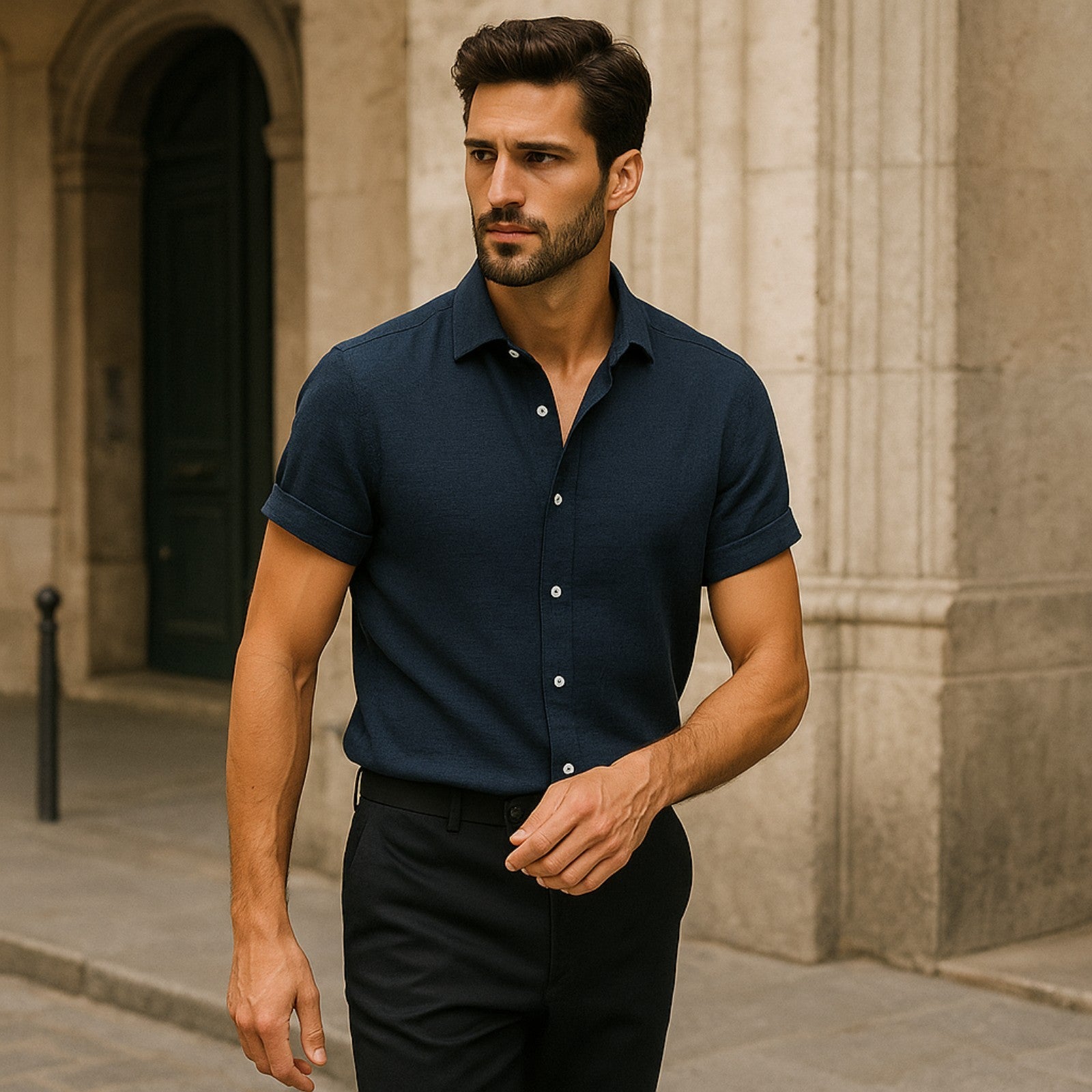 Men’s Lightweight Shirt | Polyester-Linen Fabric