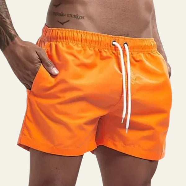 Men’s Drawstring Swim Shorts | Mid-Length Elastic Waist Swimwear