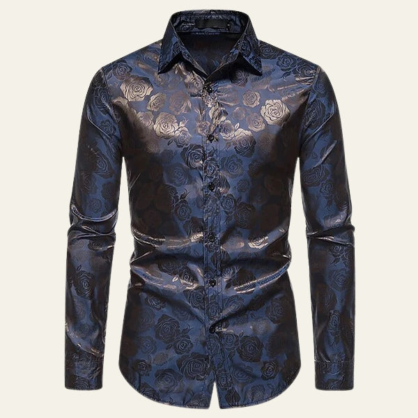 Men’s Long-Sleeve Floral Dress Shirt | Gloss Weave