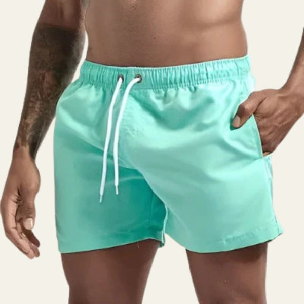 Men’s Drawstring Swim Shorts | Mid-Length Elastic Waist Swimwear