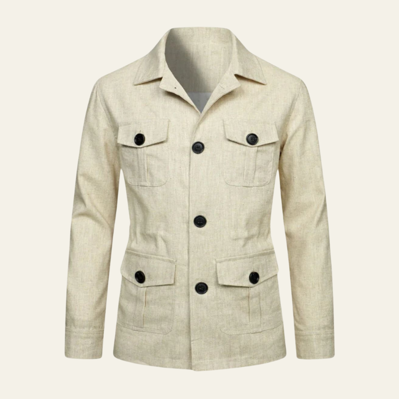 Men’s Polyester Linen Field Coat – Structured Fit