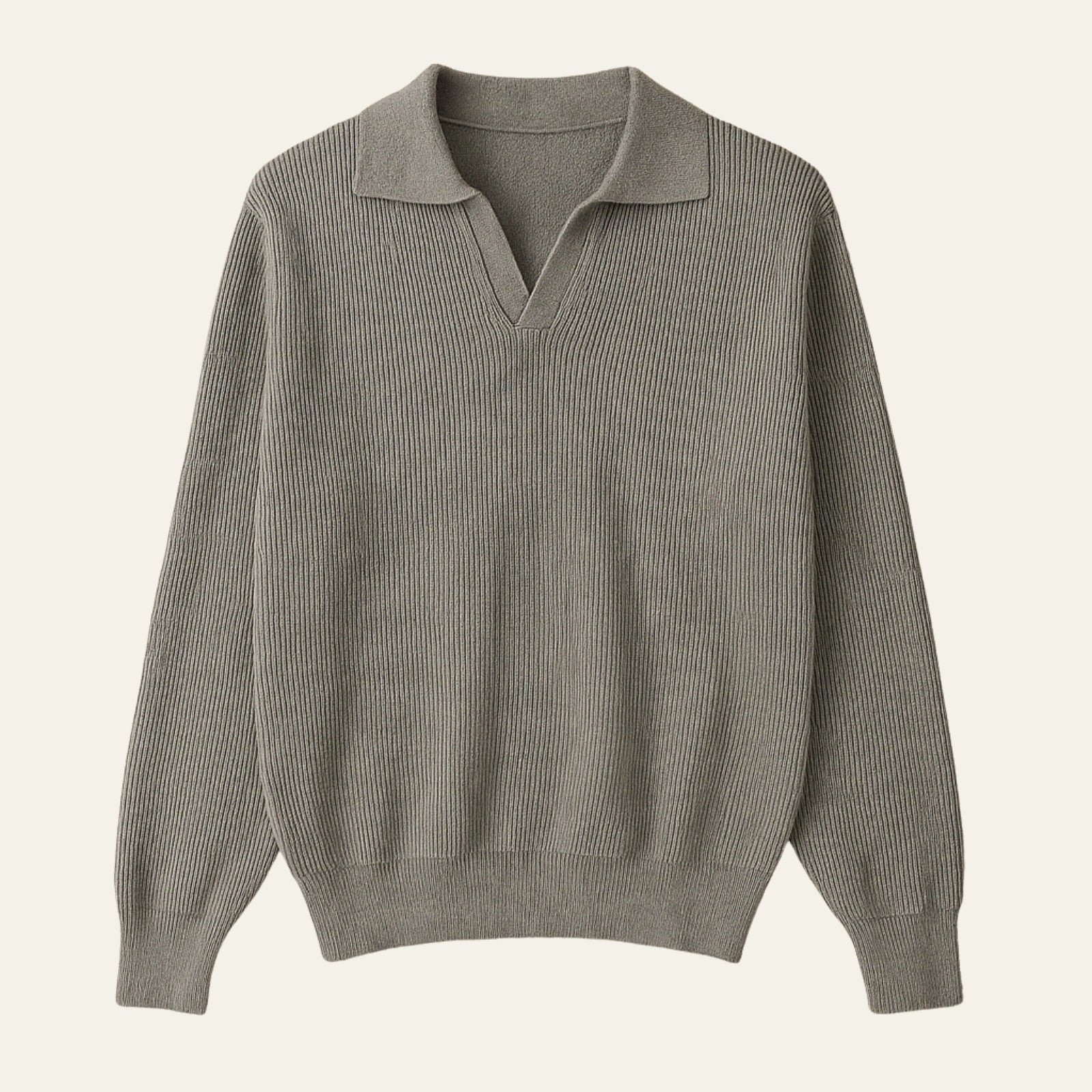 Men’s V-Neck Knit Sweater Polo | Polyester Blend