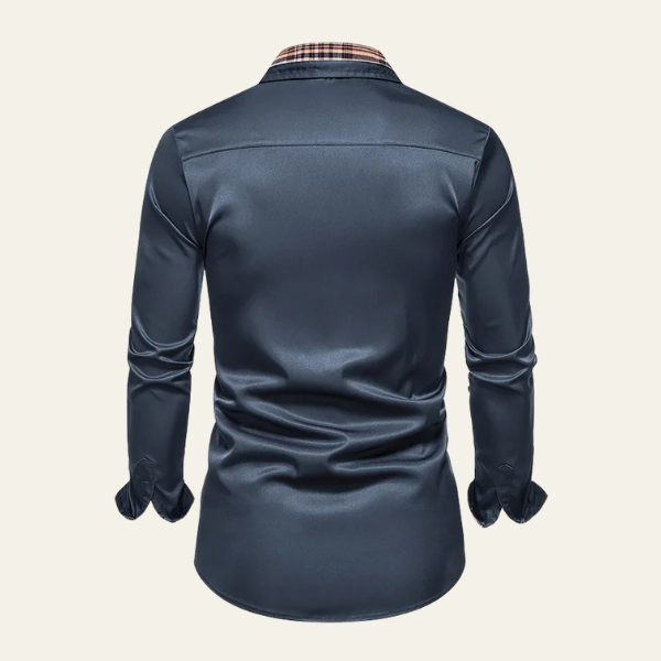 Men’s Plaid-Trim Button-Up Shirt | Slim Fit