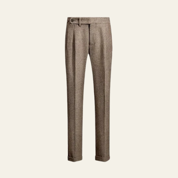 Men’s Pleated Trousers | Tailored Fit Button-Tab Waist Pants