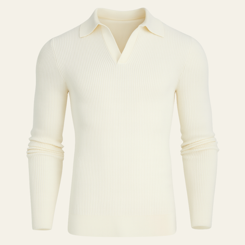 Men’s Ribbed Cotton Knit Polo | Short Sleeve