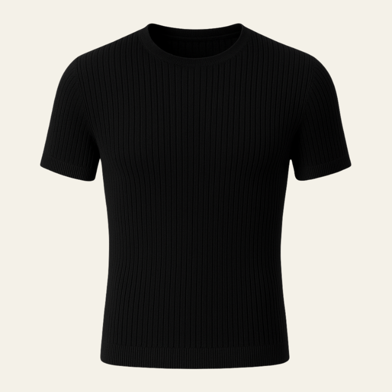 Men’s Ribbed Cotton T-Shirt | Short Sleeve