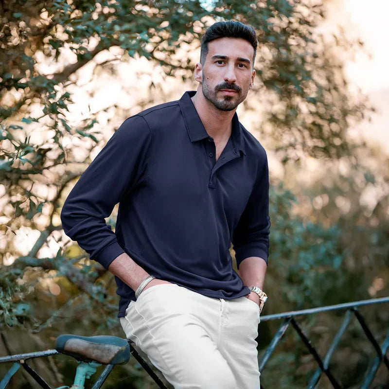 Men’s Long-Sleeve Polo | Quick-Dry Knit