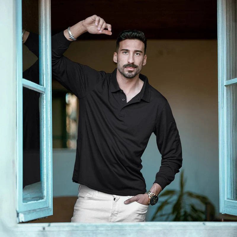 Men’s Long-Sleeve Polo | Quick-Dry Knit