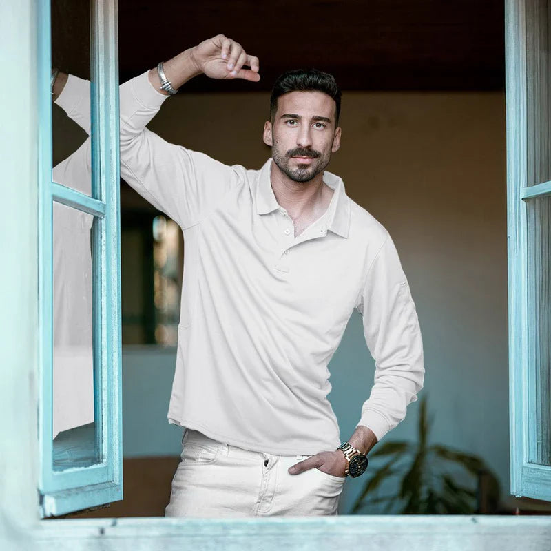 Men’s Long-Sleeve Polo | Quick-Dry Knit