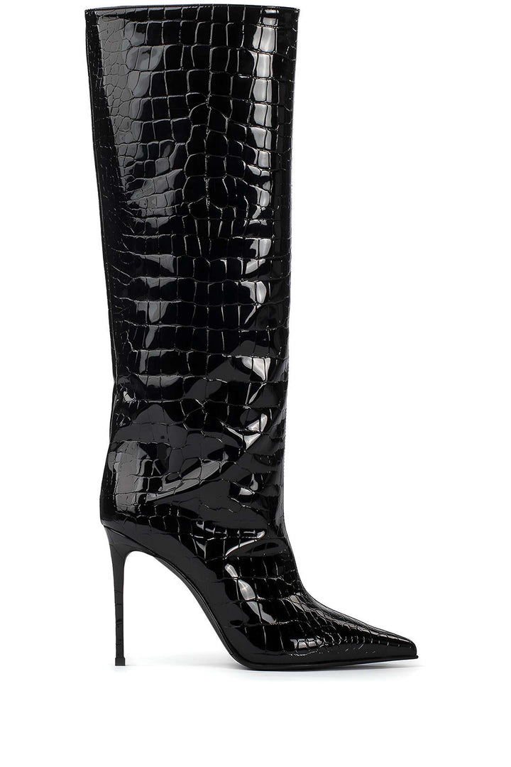Camille | Crocodile Leather Boots with Stiletto Heel