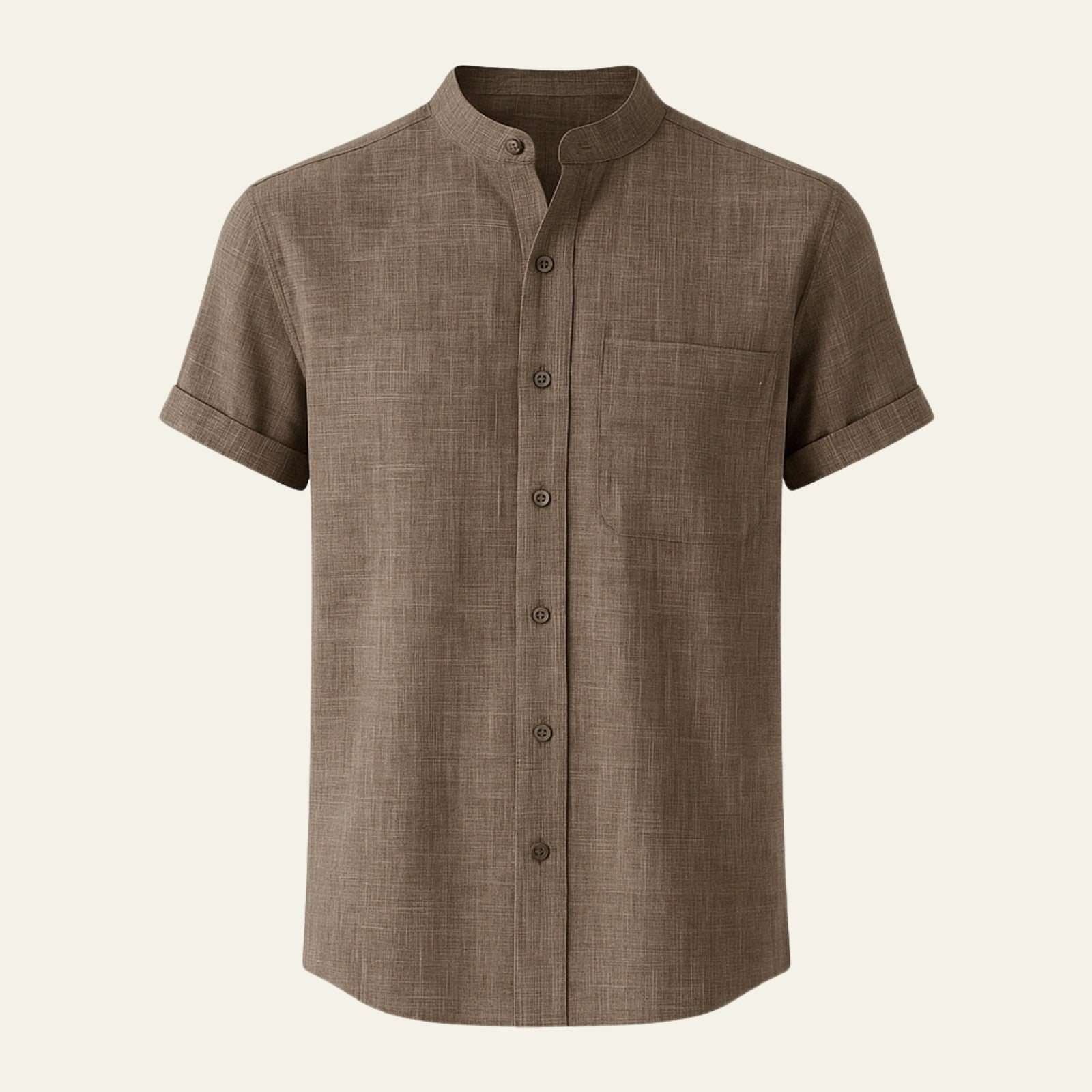 Men’s Button-Up Shirt | Polyester-Linen Blend
