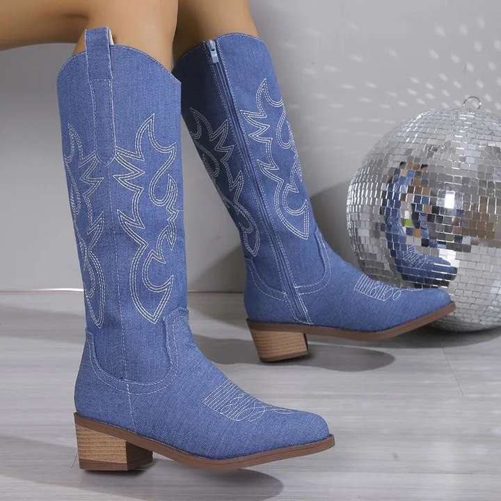 Kesha | Denim Cowboy Boots
