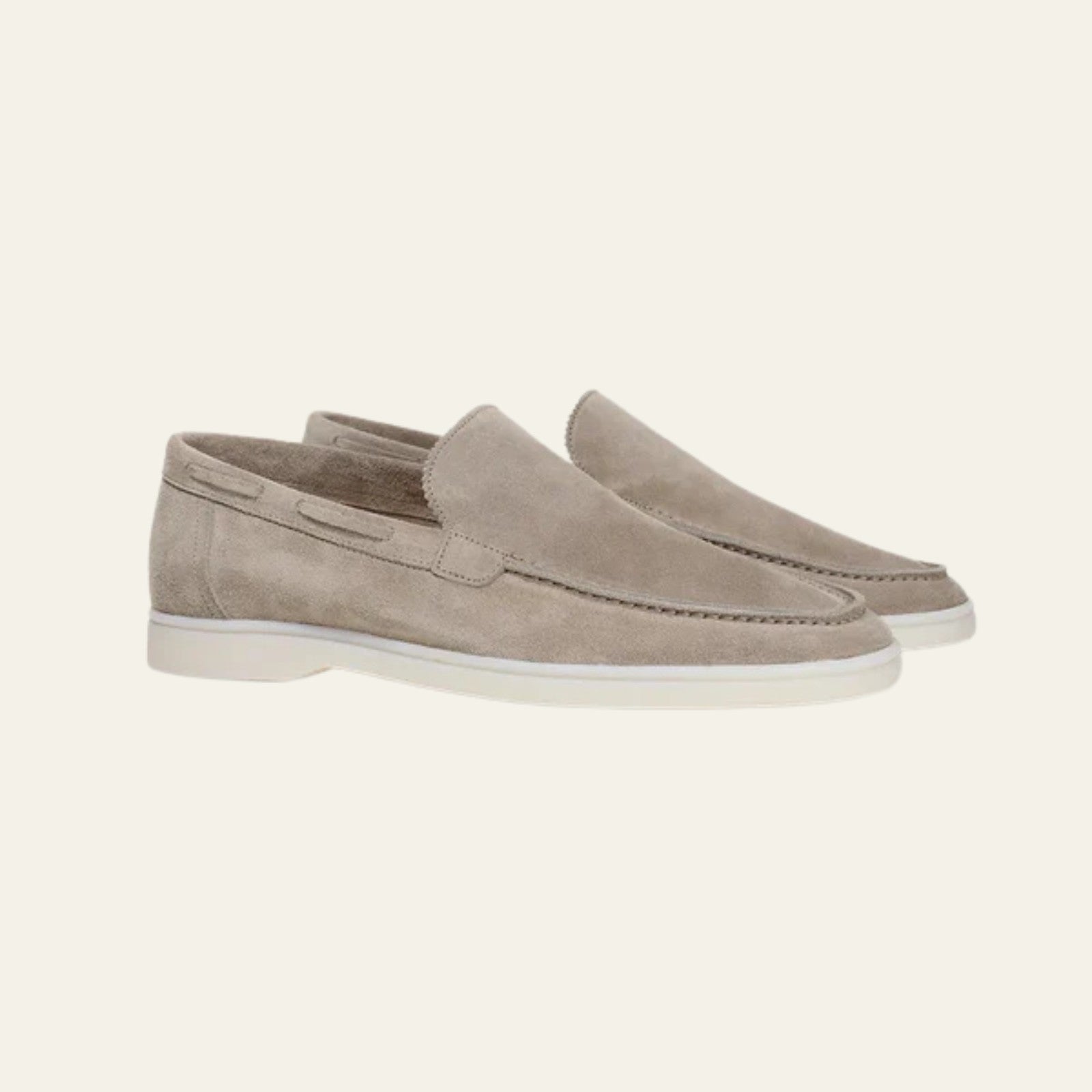 Men’s Vegan Suede Slip-On Loafers – Light Grey
