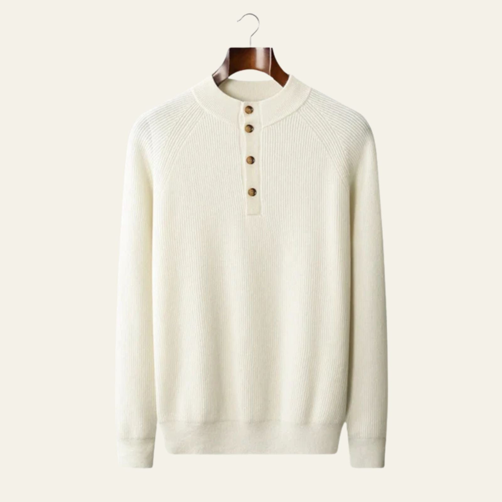 Men’s Merino Wool & Cashmere Button Sweater | Long Sleeve