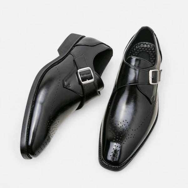 Men’s Monk Strap Loafers | Black Vegan Leather Slip-On Shoes