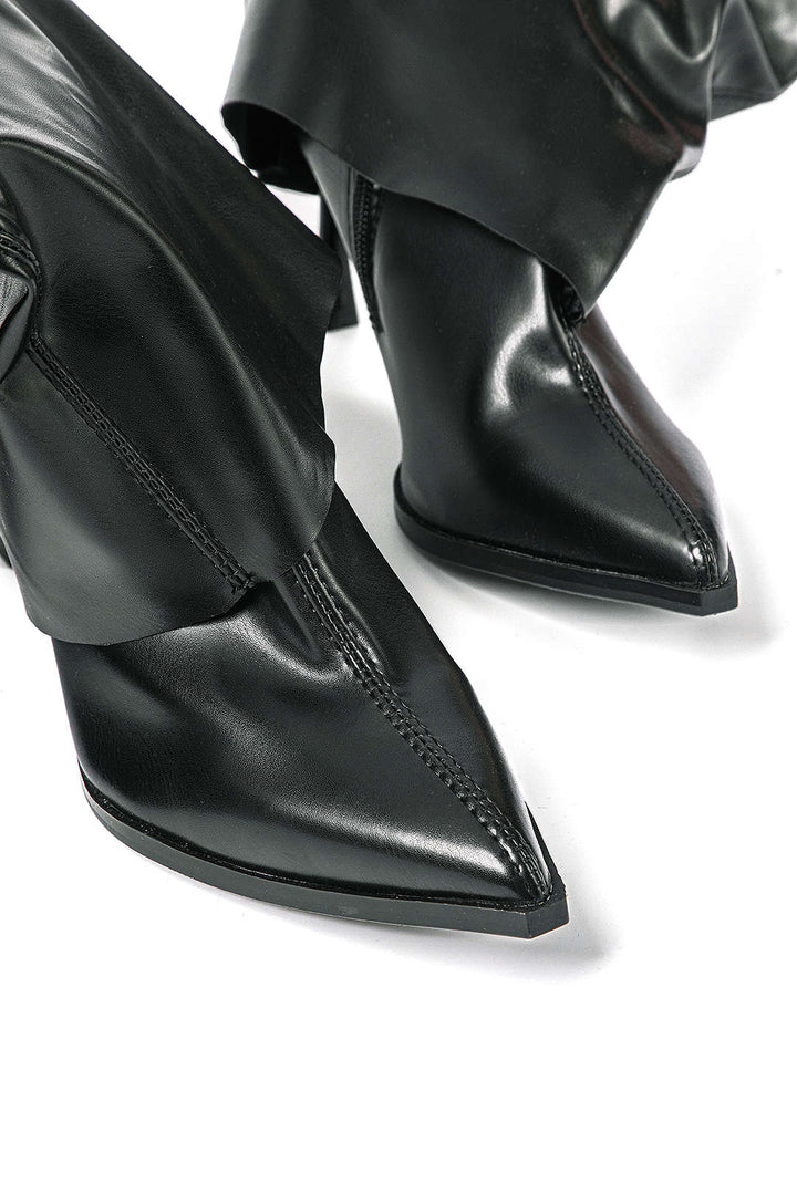 Olivia | Black Designer Boots with Unique Oversized Look