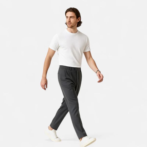 Men’s Slim-Fit Trousers | Straight-Leg Polyester Dress Pants