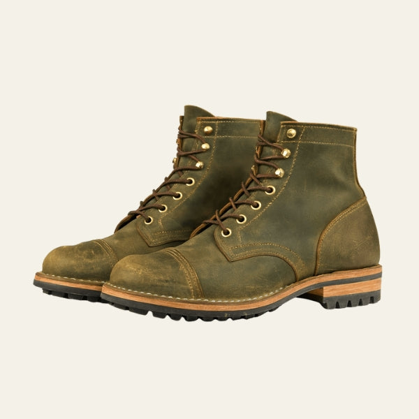 Men’s Cap-Toe Boots | Vegan Leather Lace-Up Footwear