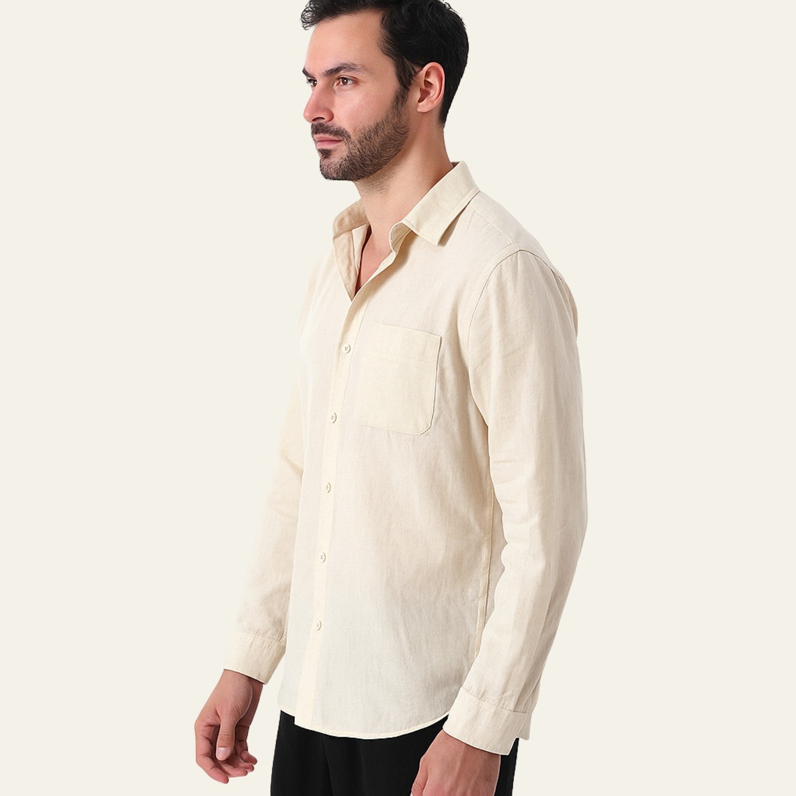 Men’s Linen Blend Shirt | Long Sleeve