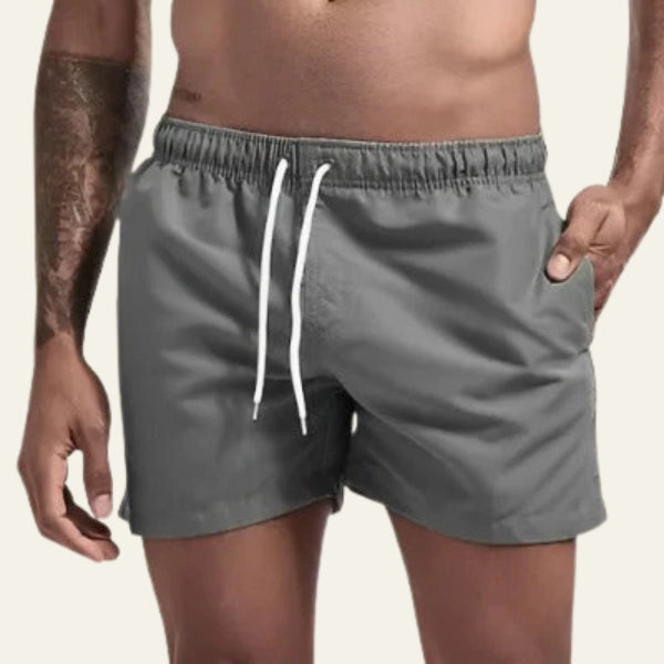 Men’s Drawstring Swim Shorts | Mid-Length Elastic Waist Swimwear
