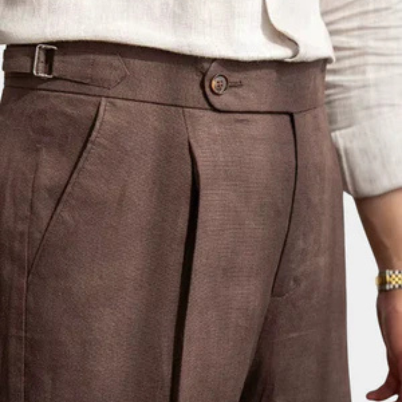 Men’s Pleated Trousers | Linen-Blend Straight-Leg Pants