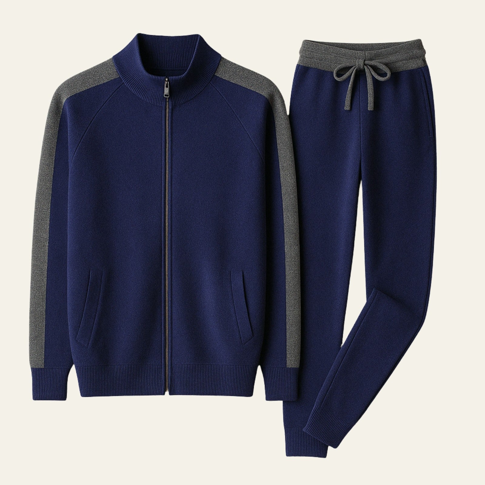 Men’s Wool Blend Tracksuit Set – Long Sleeve Top & Trousers