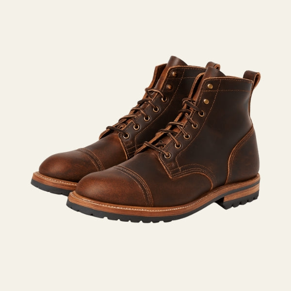 Men’s Cap-Toe Boots | Vegan Leather Lace-Up Footwear
