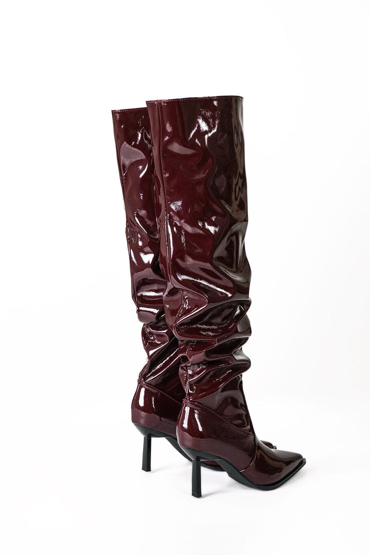 Ava | Patent Leather Boots with Gathered Shaft