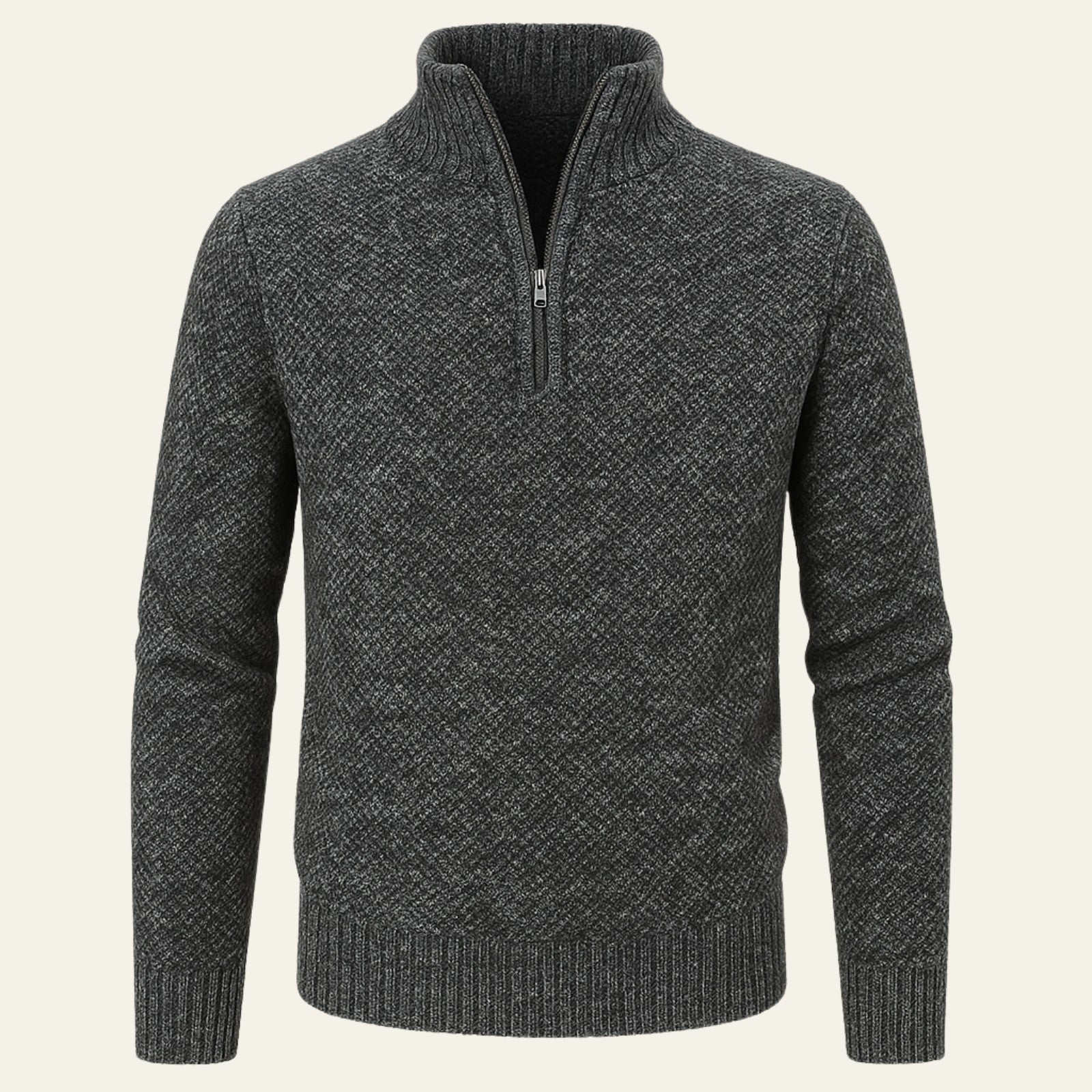 Men’s Textured Quarter Zip Sweater | Polyester