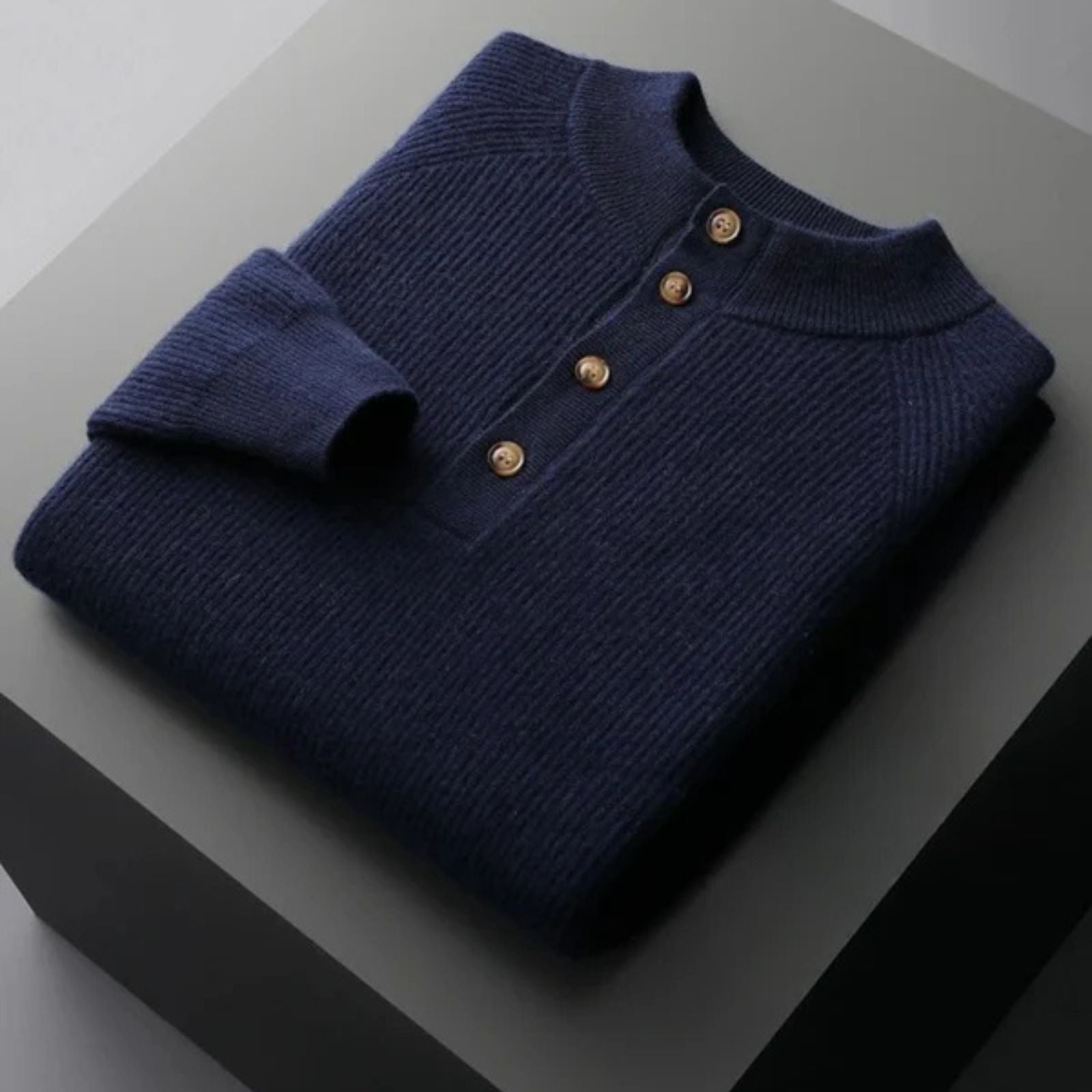 Men’s Merino Wool & Cashmere Button Sweater | Long Sleeve