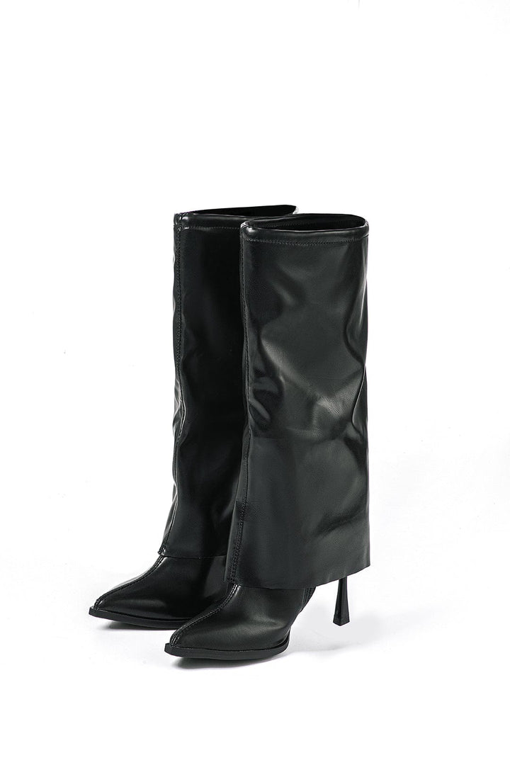 Olivia | Black Designer Boots with Unique Oversized Look