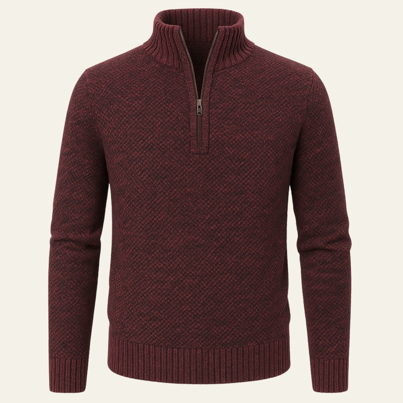 Men’s Textured Quarter Zip Sweater | Polyester