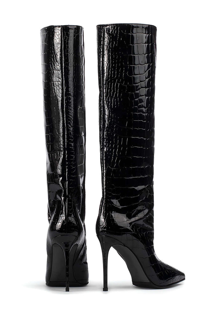 Camille | Crocodile Leather Boots with Stiletto Heel