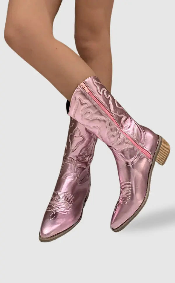 Geneva | Elegant Cowboy Boots in Metallic