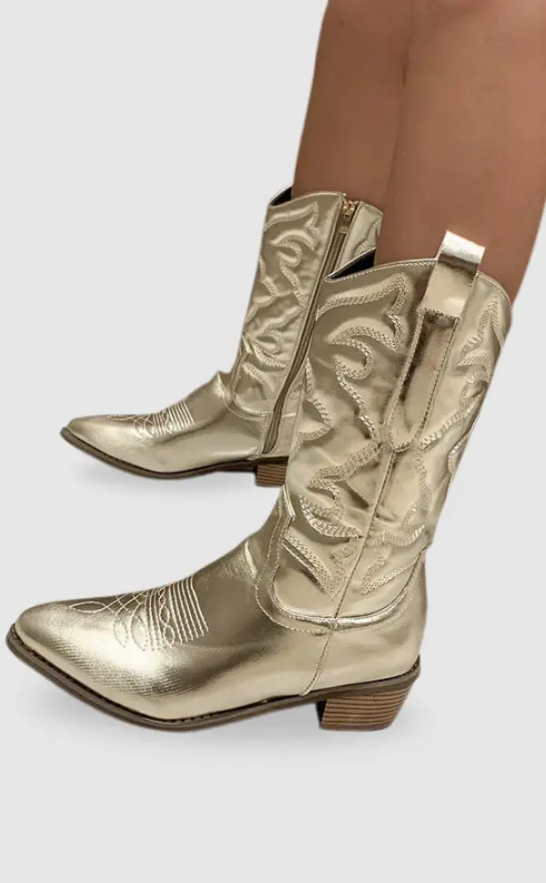 Geneva | Elegant Cowboy Boots in Metallic