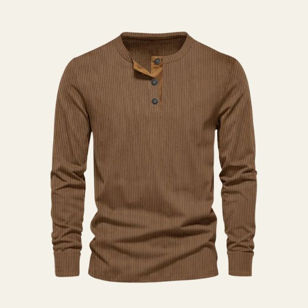 Men’s Corduroy Henley Shirt | Long Sleeve Knit