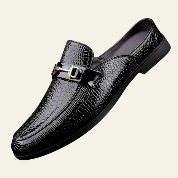Men’s Dress Loafers | Gloss-Finish Vegan Leather Slip-On Shoes with Buckle