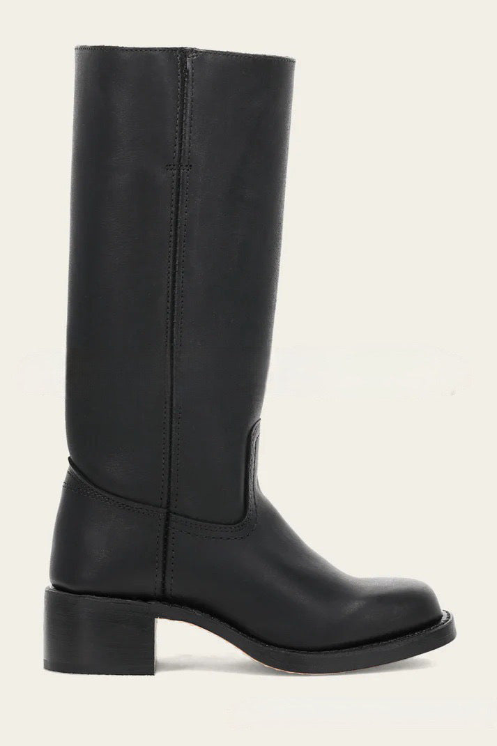 Women's Western Style Leather Boots with Block Heel