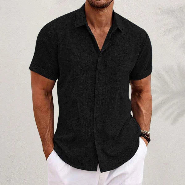 Men’s Short-Sleeve Shirt | Textured Eco-Linen