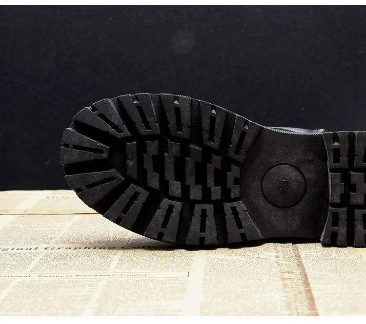 Lia | Black Leather Lined Lace-Up Boots with Profile Sole