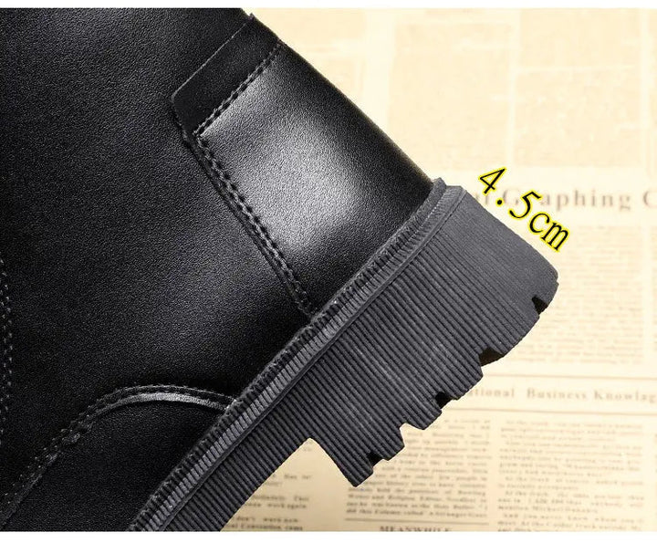 Lia | Black Leather Lined Lace-Up Boots with Profile Sole