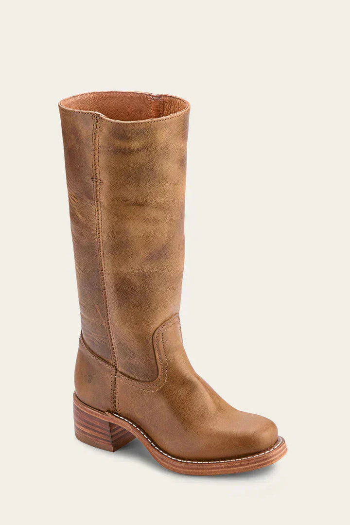 Classic Women's Leather Boot with Block Heel | Handmade