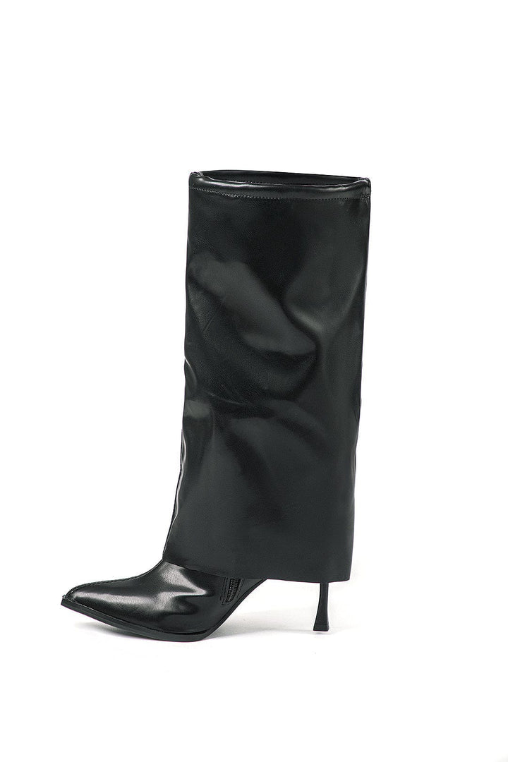 Olivia | Black Designer Boots with Unique Oversized Look